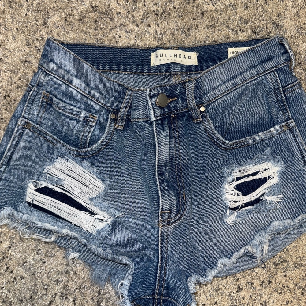 Bullhead Women's Distressed Blue Jean Shorts